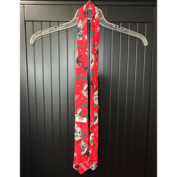 Holiday Time Men’s Christmas Cat Blazer & Tie Set Red Small Funny Novelty Quirky - Picture 6 of 9